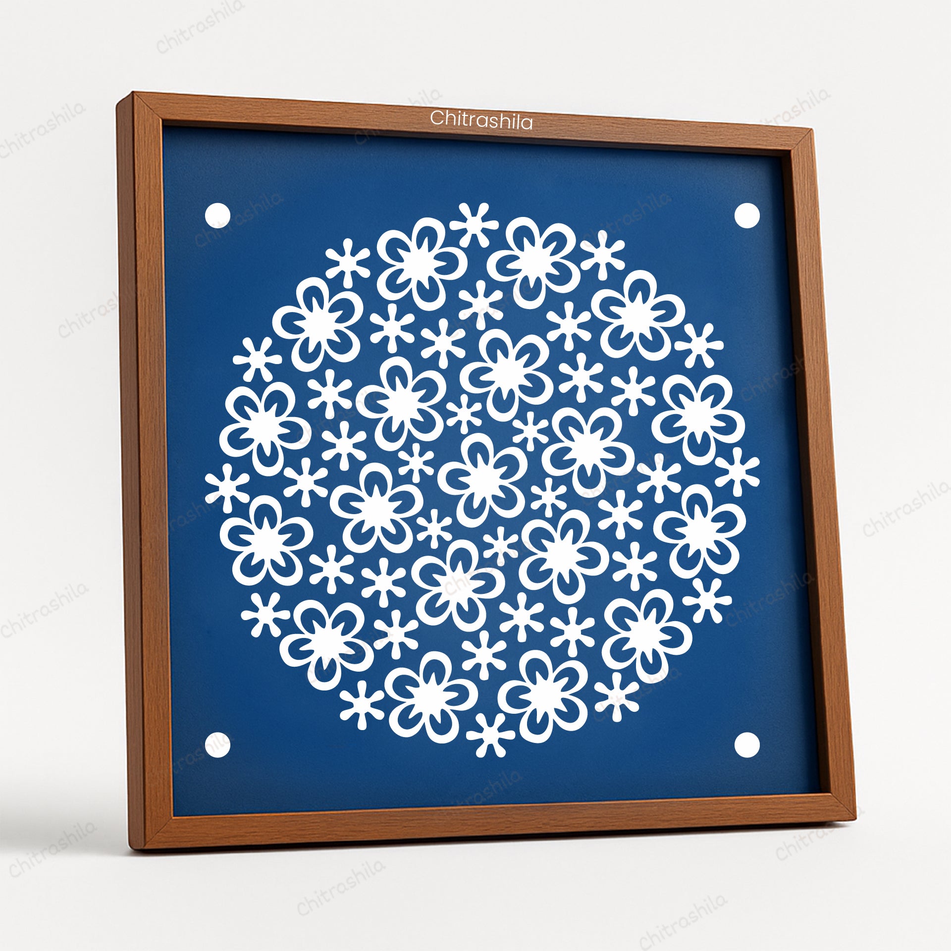 CHITRASHILA® Flower Bloom Wooden Stencil | Reusable Rangoli Stencil 10×10 Inch (WS-49)