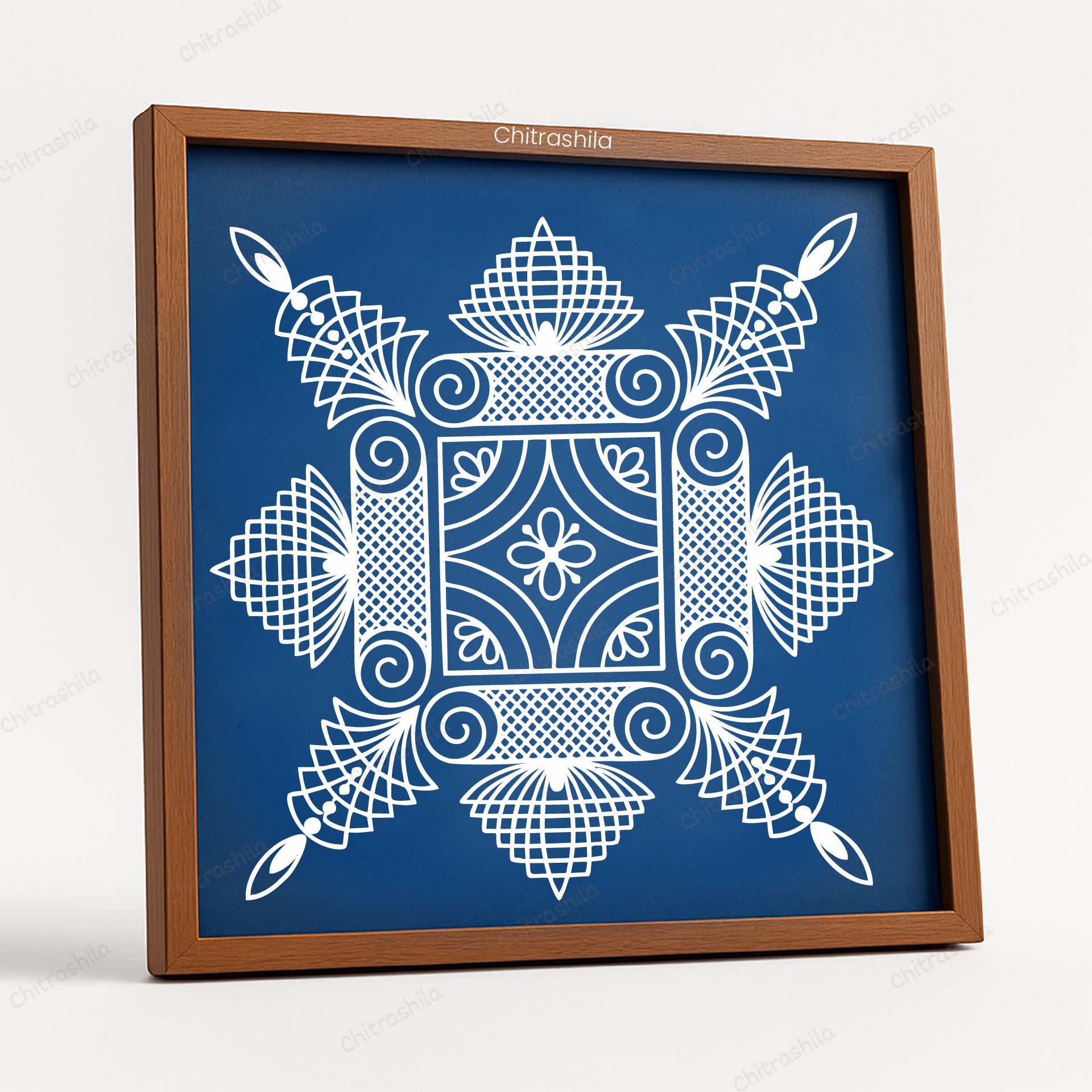 CHITRASHILA® Temple Kolam Wooden Rangoli Stencil | Reusable Rangoli Stencil 10×10 Inch (WS-57)