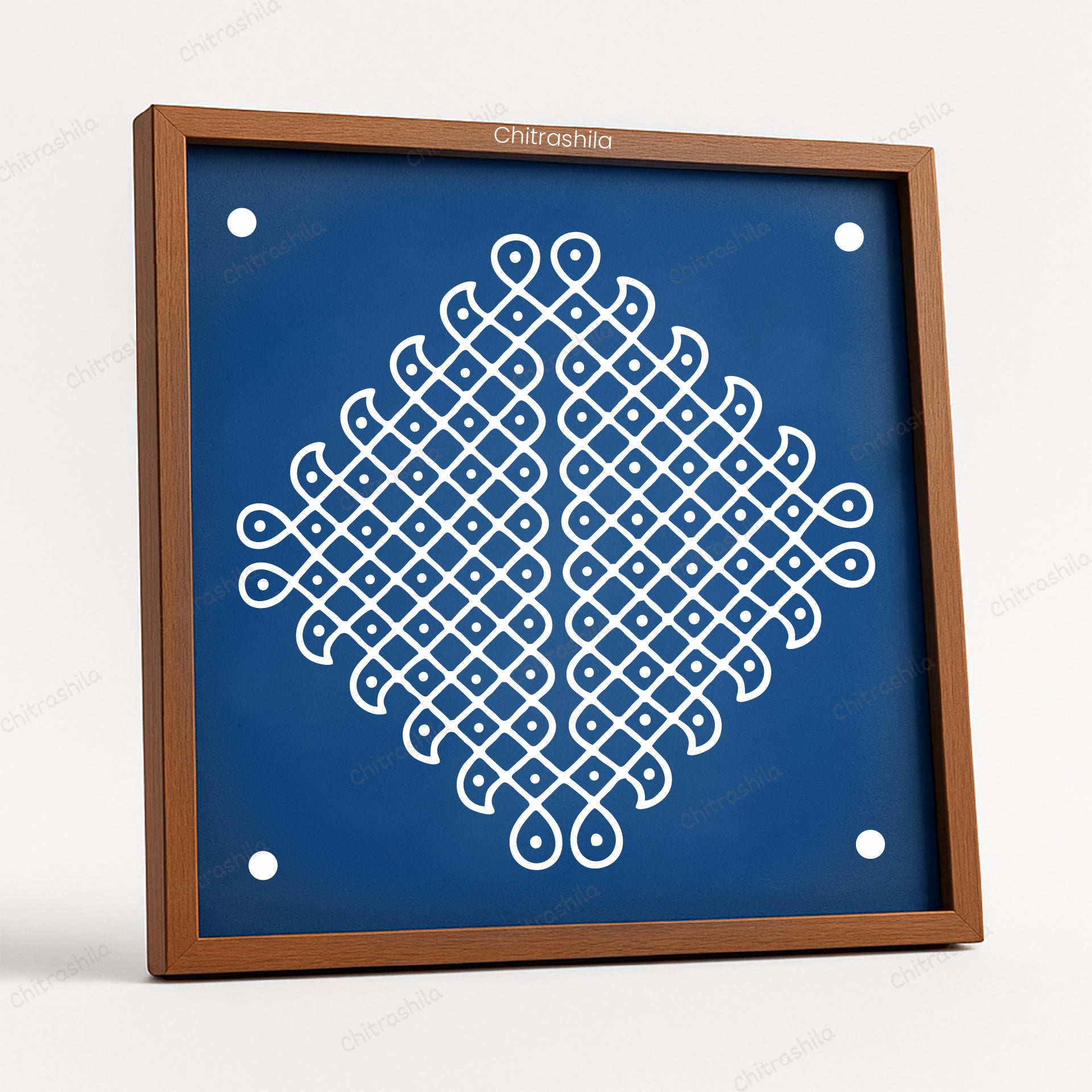 CHITRASHILA® Kolam Dots Diamond Wooden Rangoli Stencil | Reusable Rangoli Stencil 10×10 Inch (WS-53)