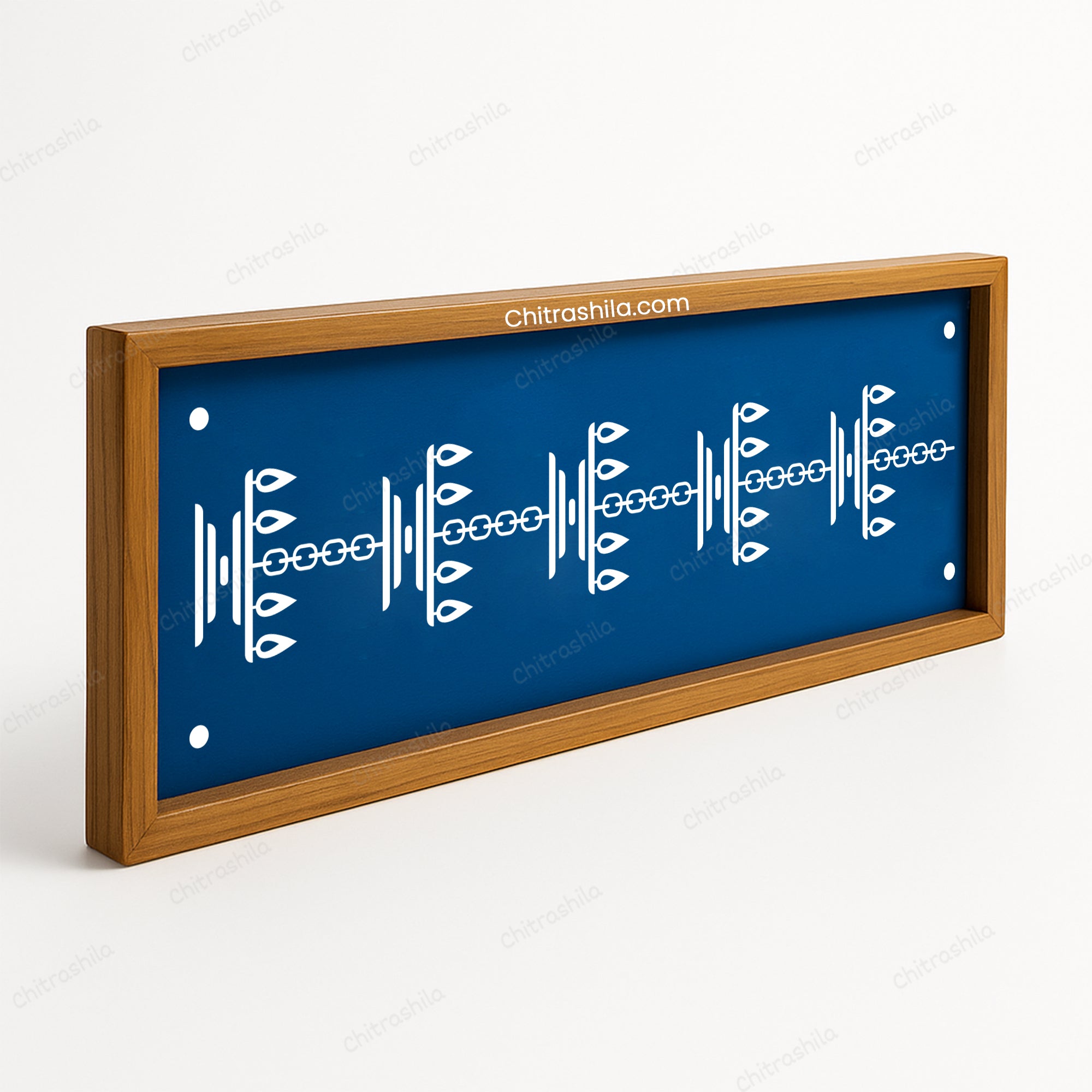 CHITRASHILA® Samayi-Inspired Line Design Wooden Rangoli Stencil 17x5 Inches (WB‑28)