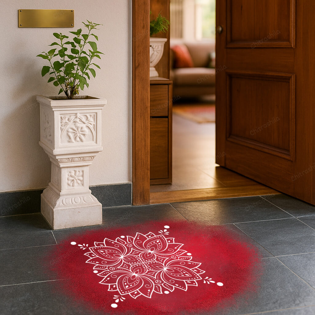 CHITRASHILA® Detailed Lotus with Dots Rangoli Stencil 10x10 Inches (WS‑23)
