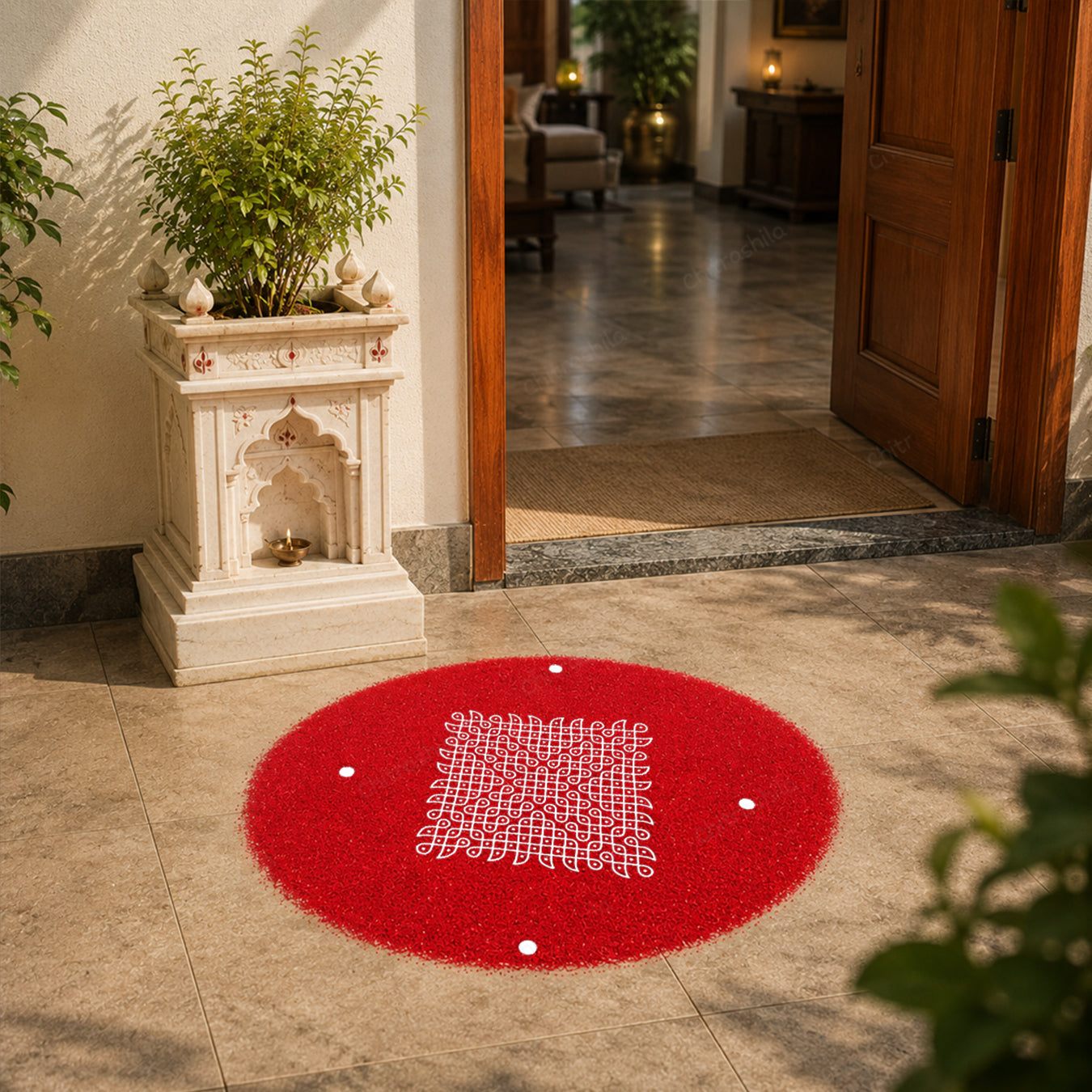 Kolam Dot Wooden Rangoli Stencil 10x10 Inches (WS-73)