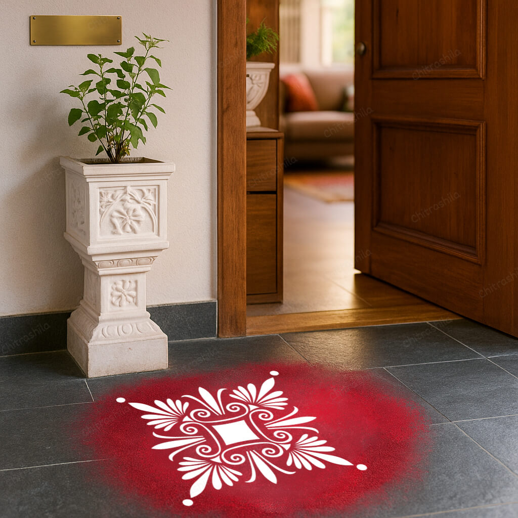 CHITRASHILA® Sanskarbharti Square Rangoli Stencil 10x10 Inches (WS‑16)