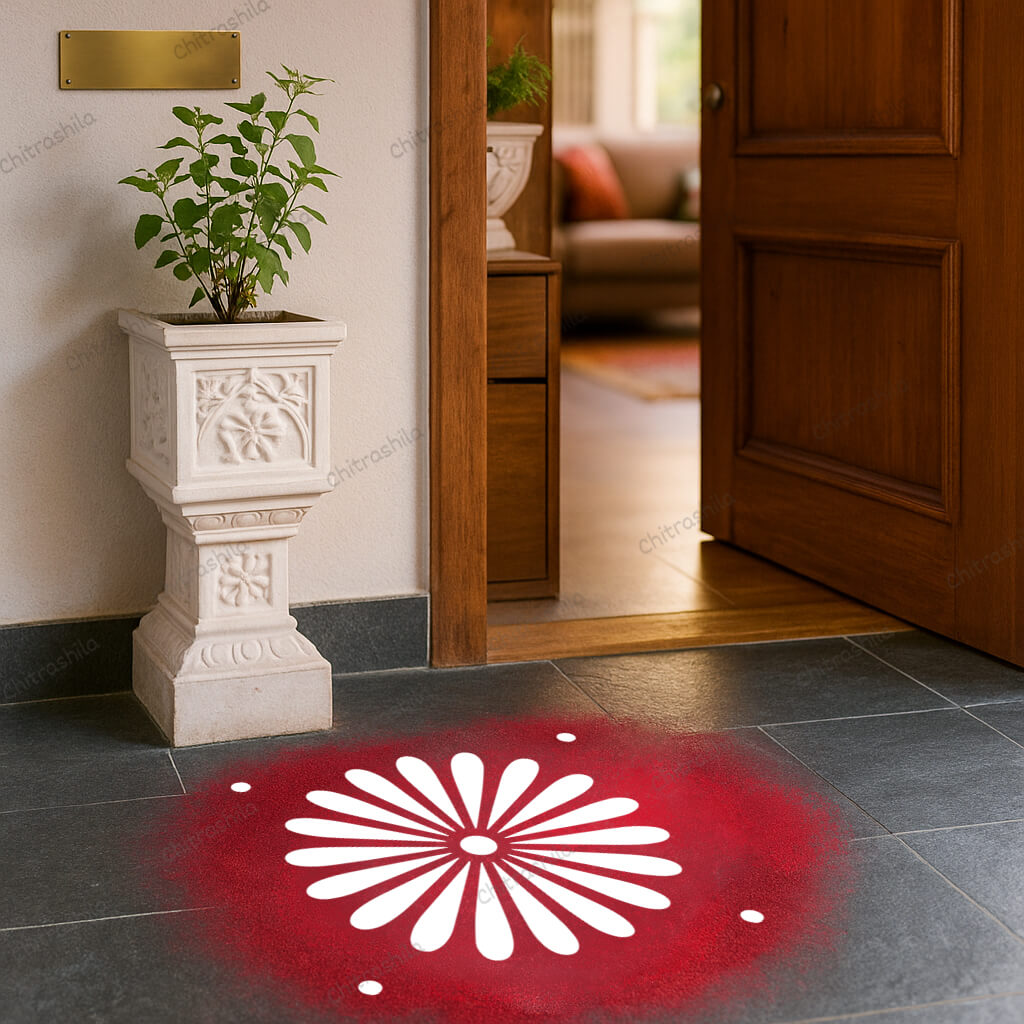 CHITRASHILA® Circular Flower Rangoli Stencil – 5x5 Inches (WA-38)