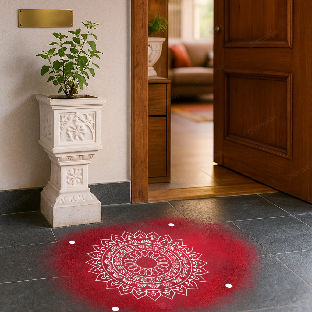 CHITRASHILA® Intricate Mandala Wooden Rangoli Stencil 10X10 Inches - S03