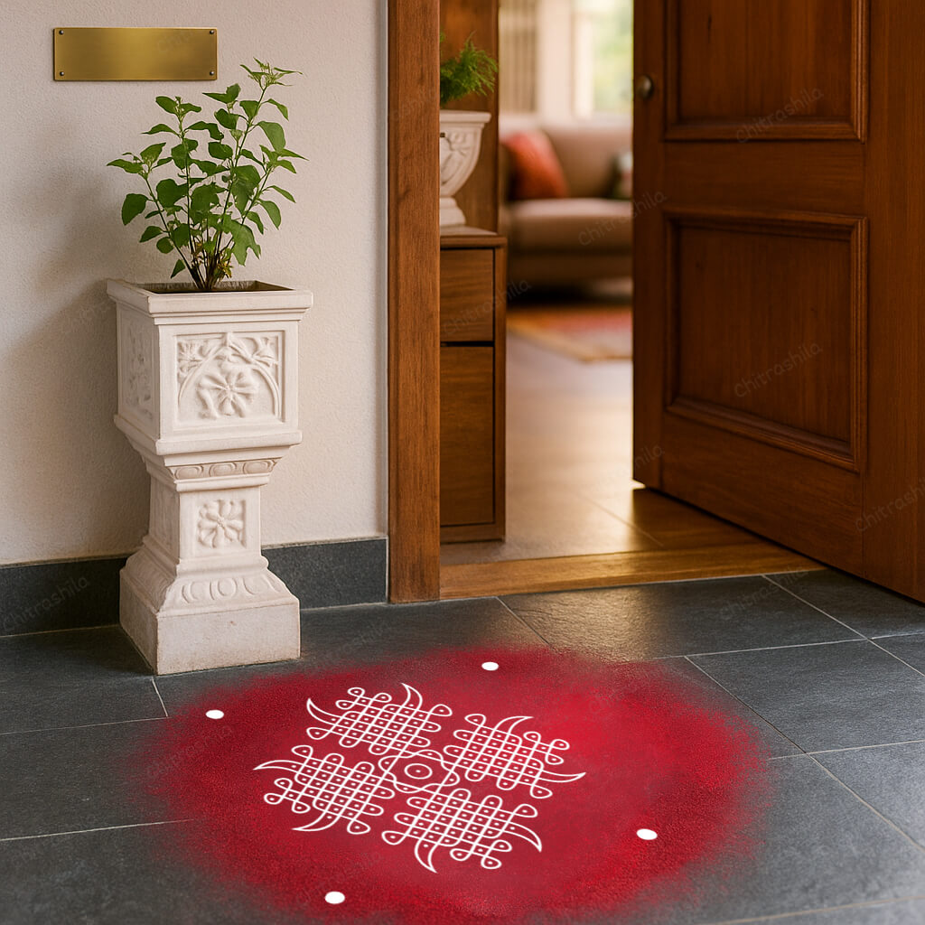 CHITRASHILA® Kambi Kolam Line Design Rangoli Stencil 10x10 Inches (WS‑20)