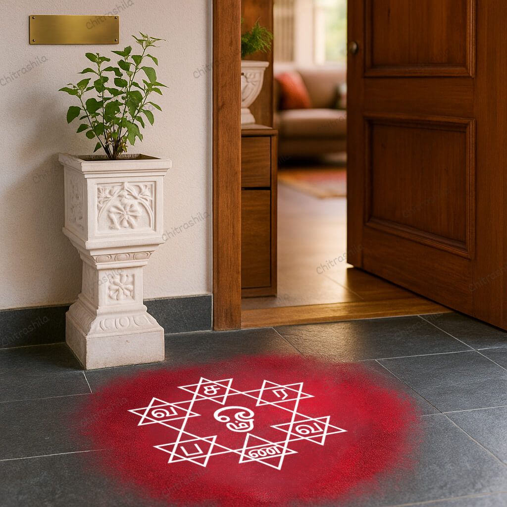 CHITRASHILA® Saravanabava Kolam Wooden Rangoli Stencil – 5x5 Inches (WA-45)