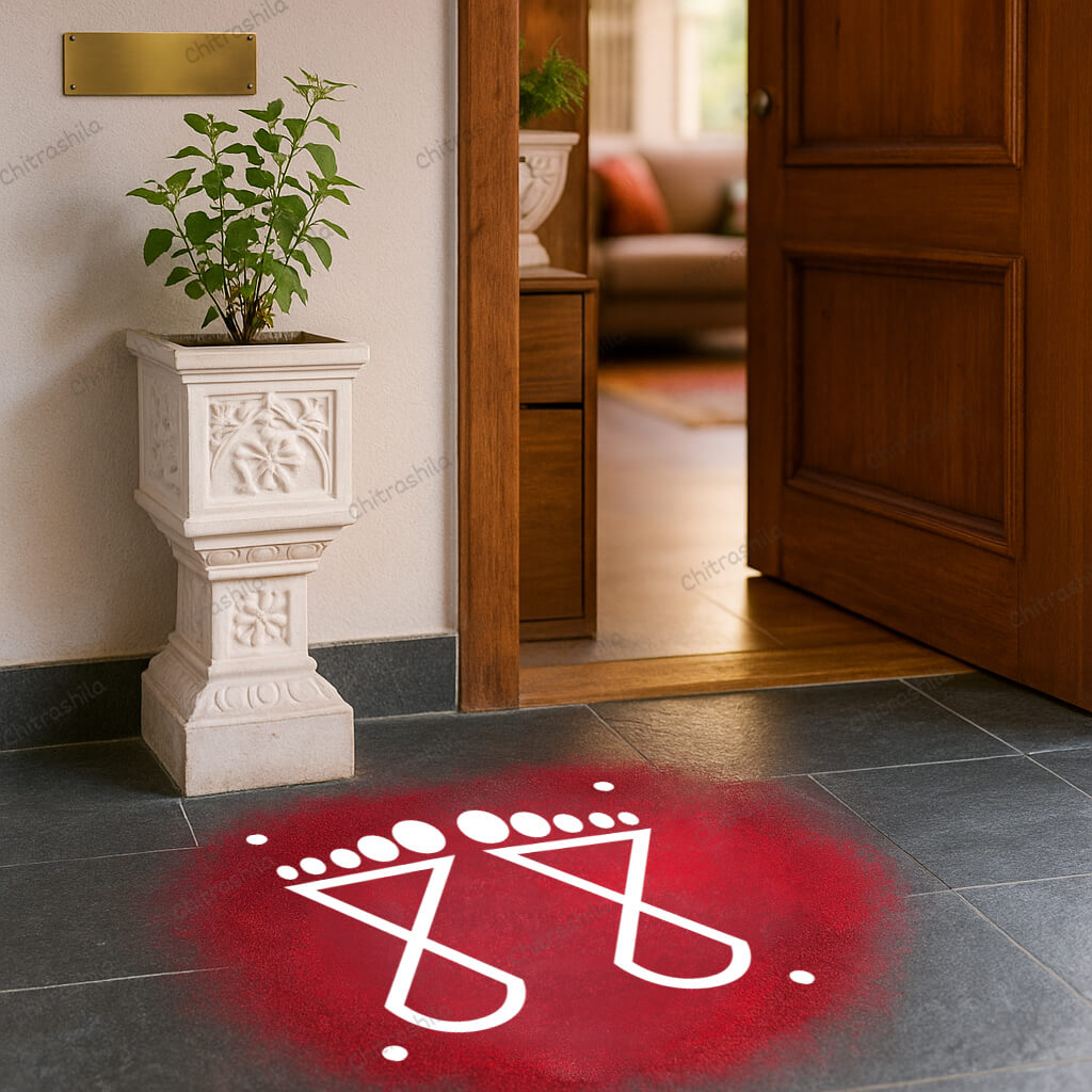 CHITRASHILA® Geometric Footprint Motif Rangoli Stencil – 5x5 Inches (WA-25)