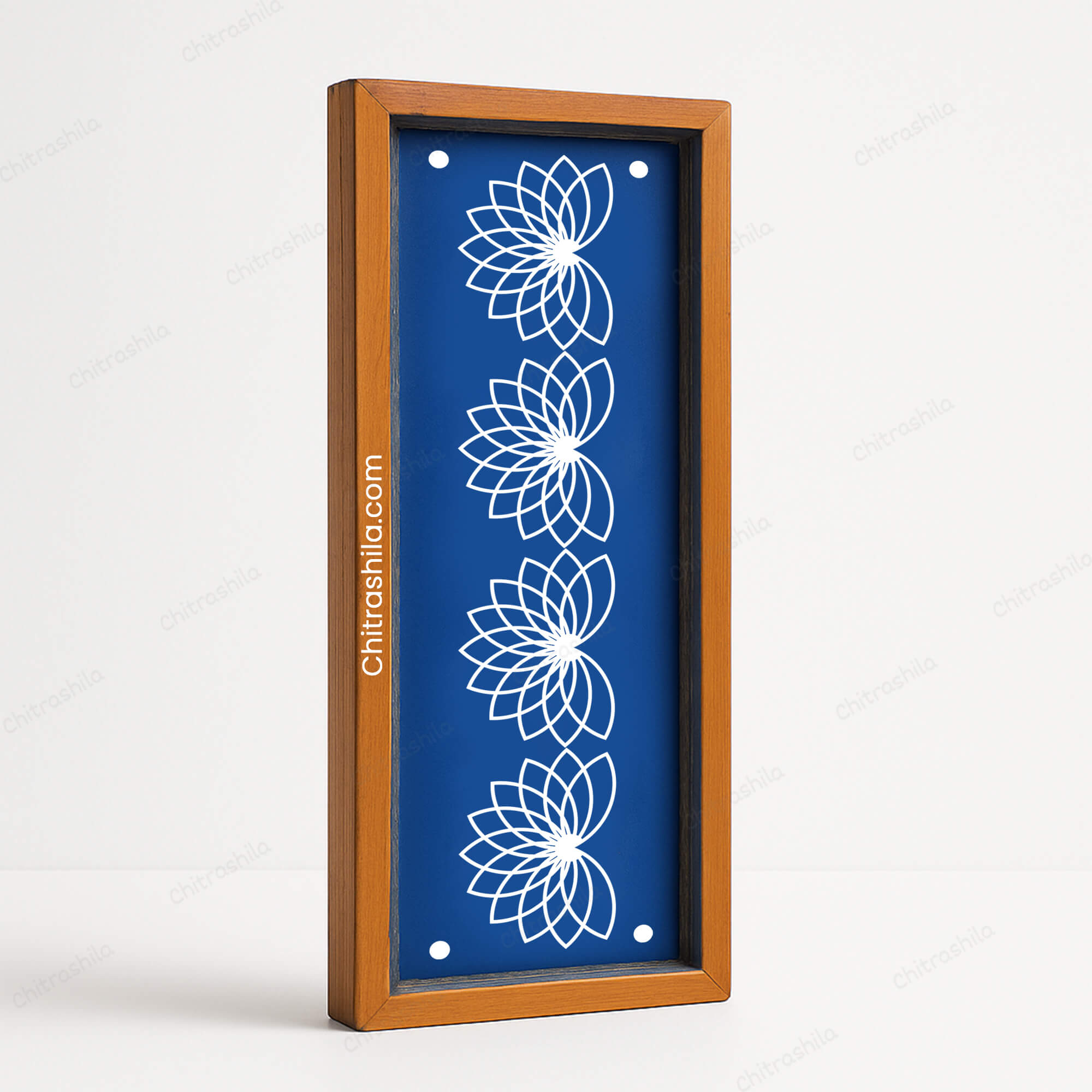 CHITRASHILA® Half Flower Border Design Wooden Rangoli Stencil 17x5 inches