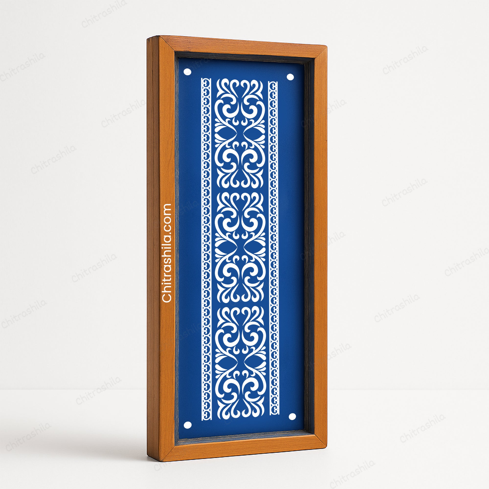 CHITRASHILA® Detailed Traditional Strip Border Wooden Rangoli Stencil 17x5 Inches (WB‑31)
