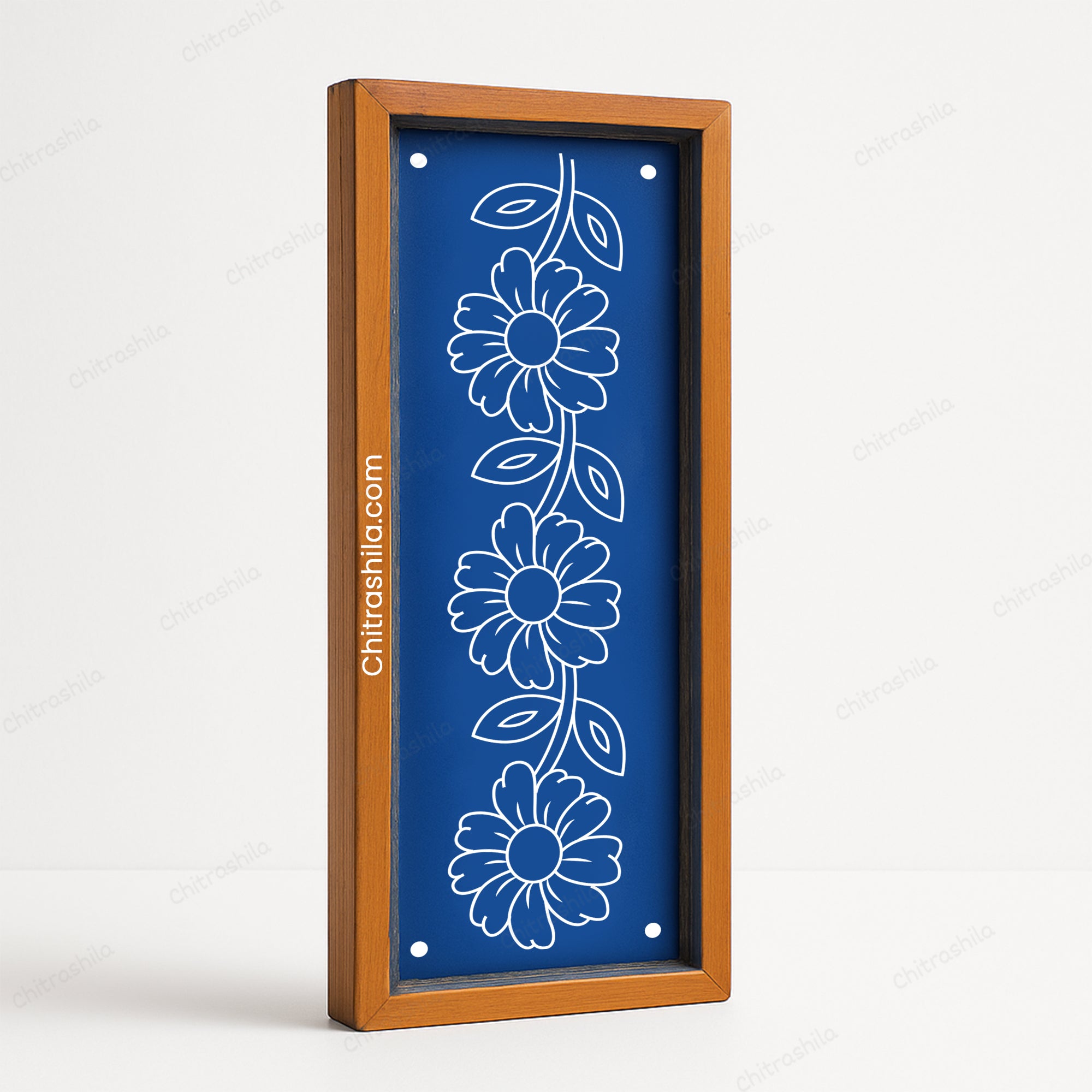 CHITRASHILA® Oversized Floral Bloom Border Wooden Rangoli Stencil 17x5 inches (WB-19)