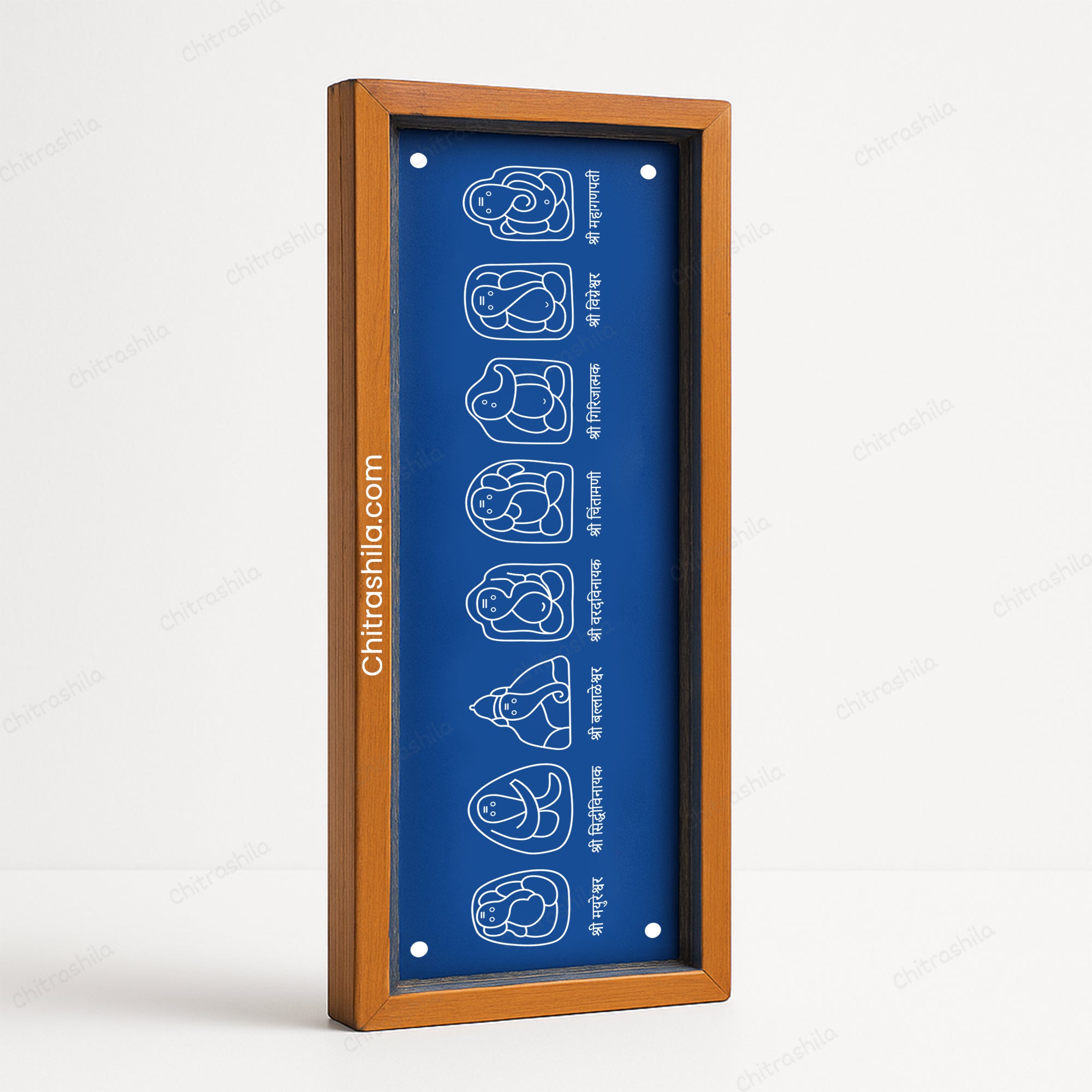 CHITRASHILA® Ashtavinayak Ganpati Wooden Rangoli Stencil 17x5 inches (WB-12)
