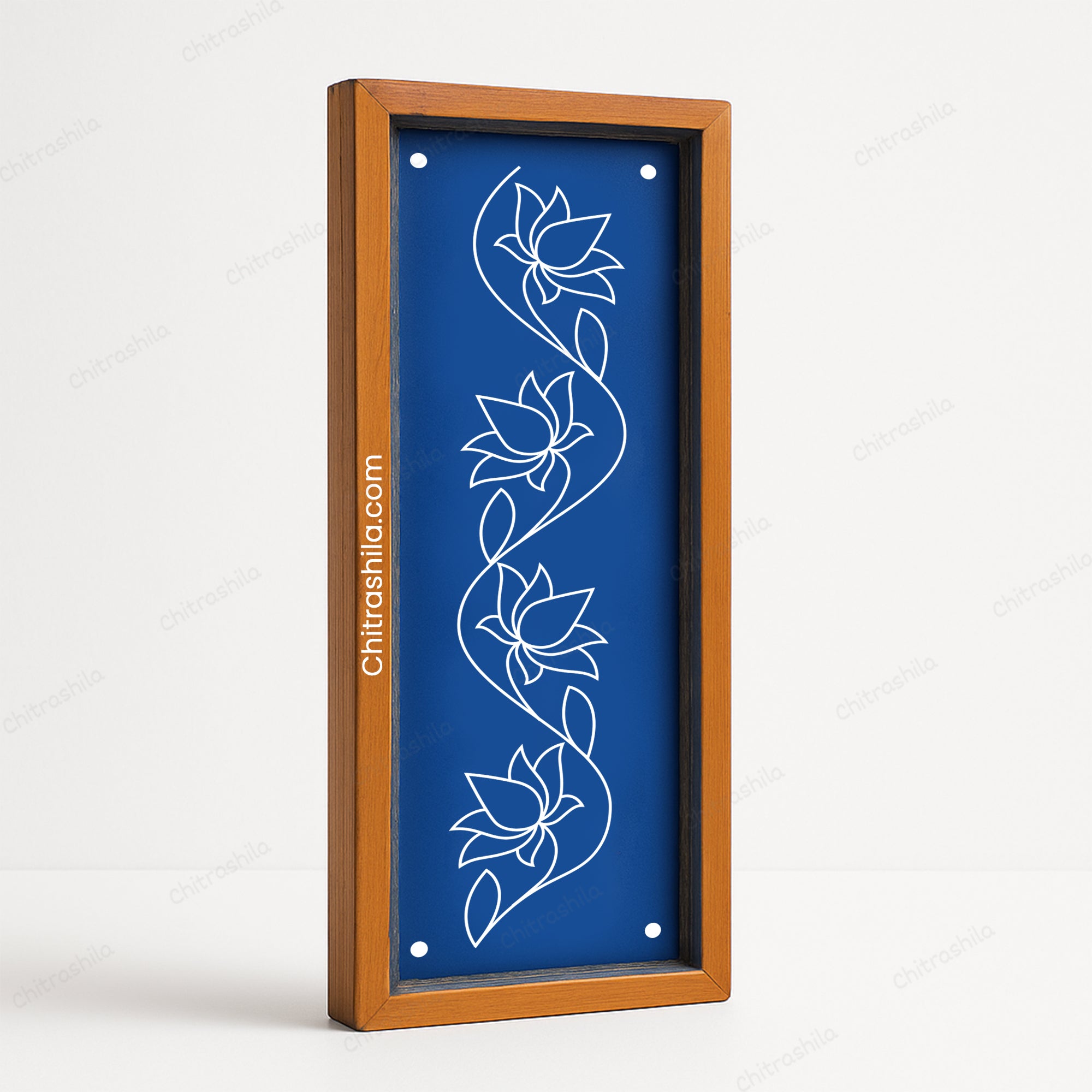 CHITRASHILA® Simple Lotus vine Border Wooden Rangoli Stencil 17x5 inches (WB-21)