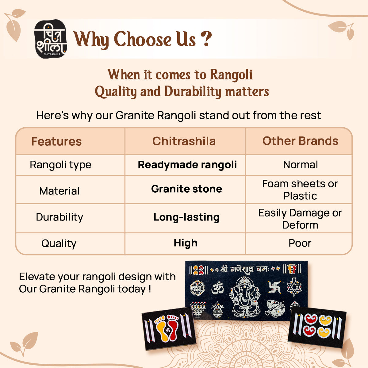 Chitrashila Shri Ganesh Chaitrangan Rangoli – 12*6 inch