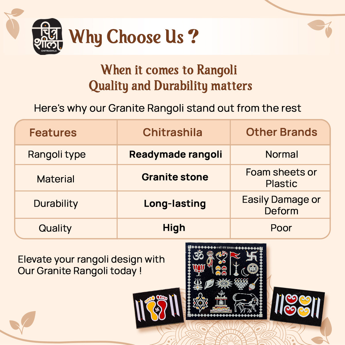 Chitrashila Sampurna Chaitrangan Rangoli Granite Printed (12*12 inch)