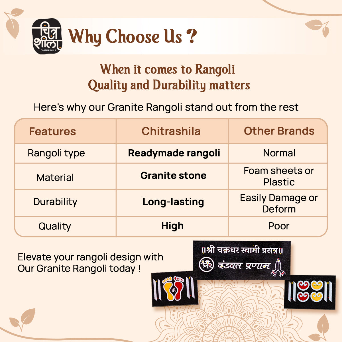 CHITRASHILA® Shree Chakradhar Swami Prasanna Granite Printed Rangoli (9*4 inch)