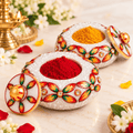Premium marble haldi kumkum holder — karanda for daily pooja & rituals