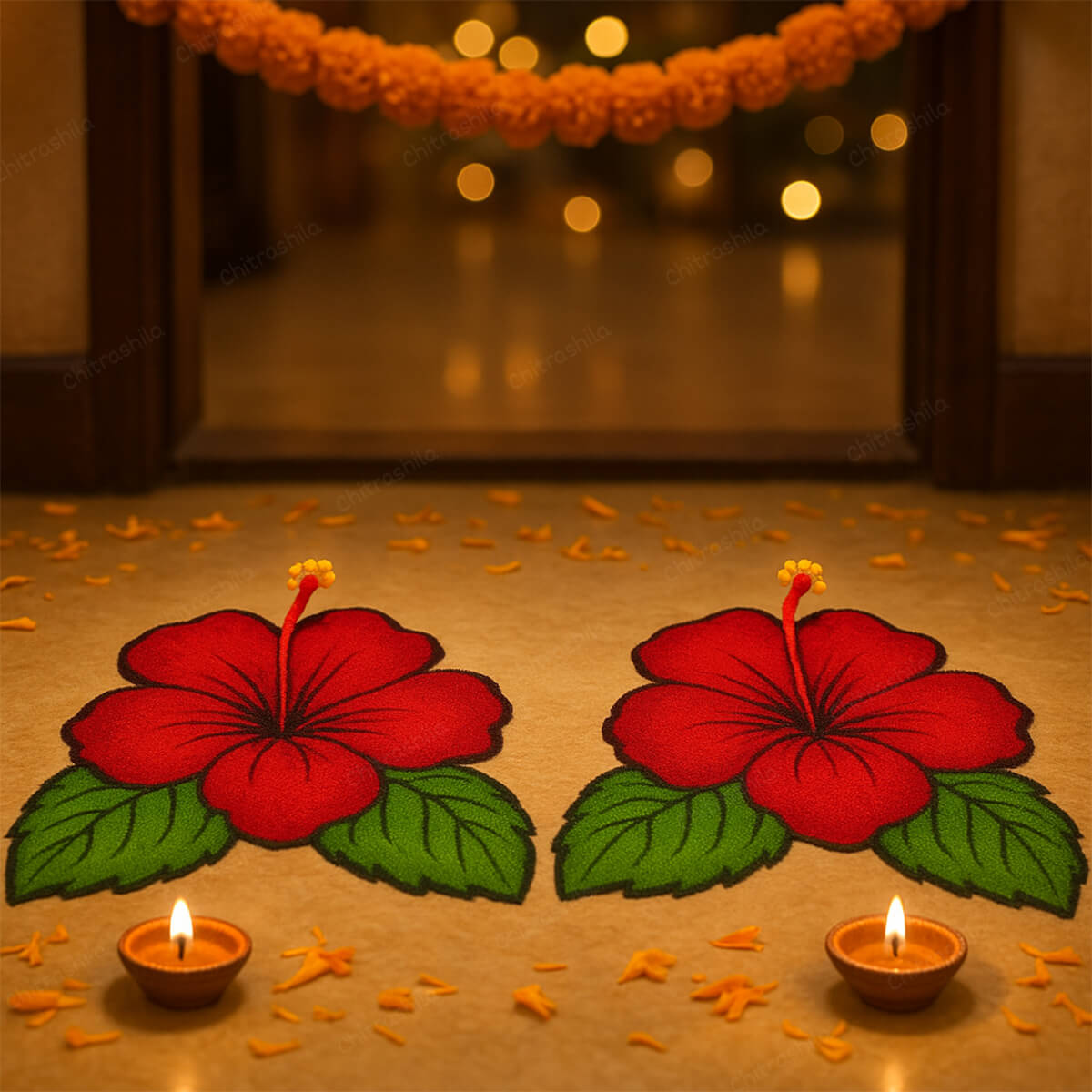 Hibiscus rangoli floral