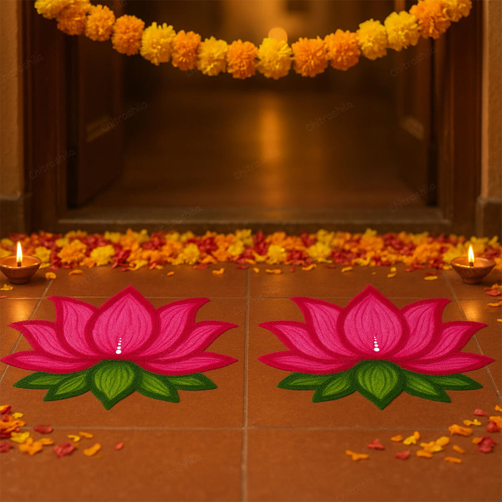 Handmade Lotus Rangoli made using original Rangoli powder- Pack of 2