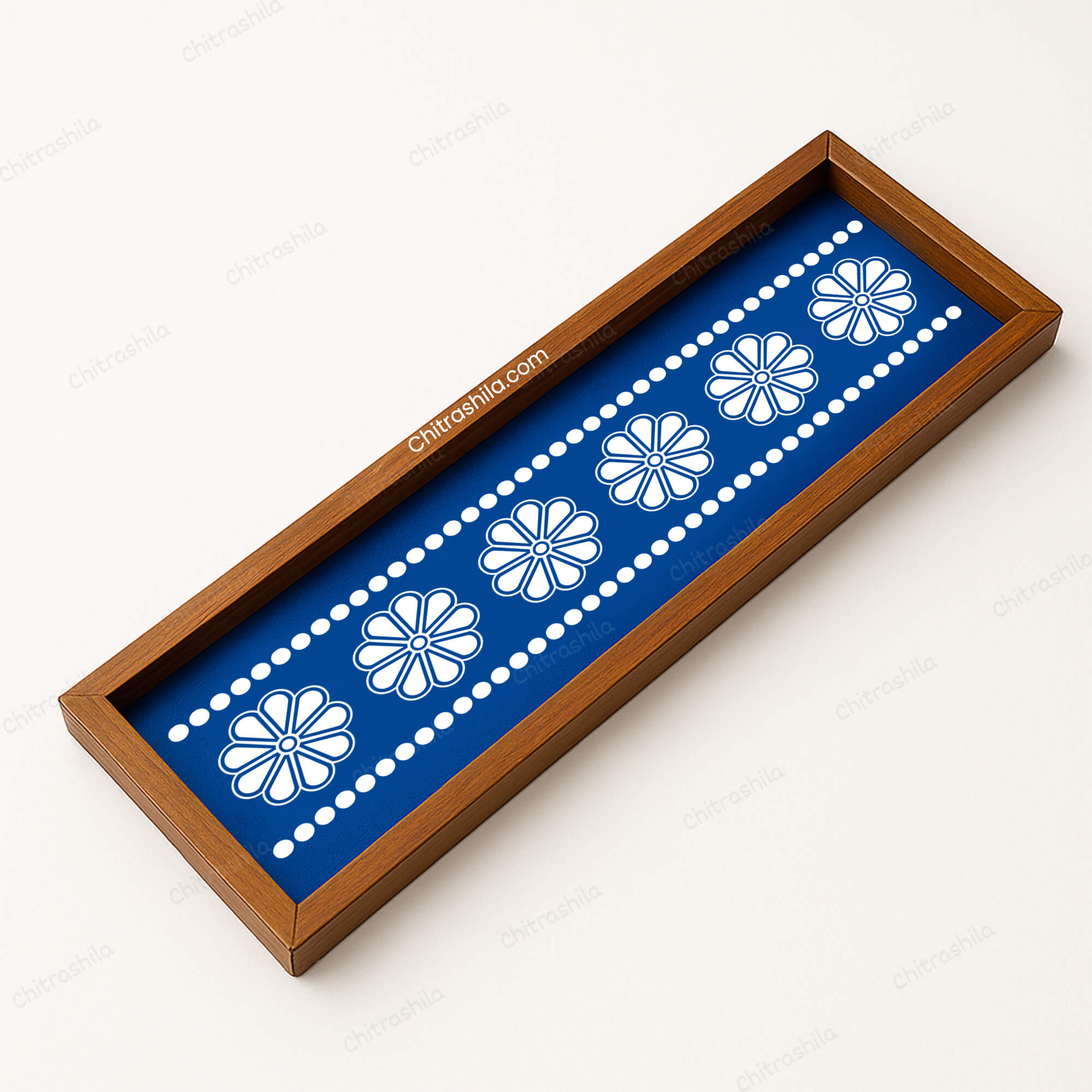 Flower With Dot Border Wooden Rangoli Stencil