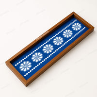 CHITRASHILA® Flower With Dot Border Wooden Rangoli Stencils 17x5 inches (WB-10)