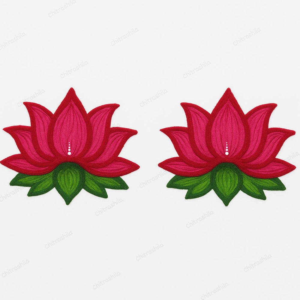 Handmade Lotus Rangoli made using original Rangoli powder- Pack of 2