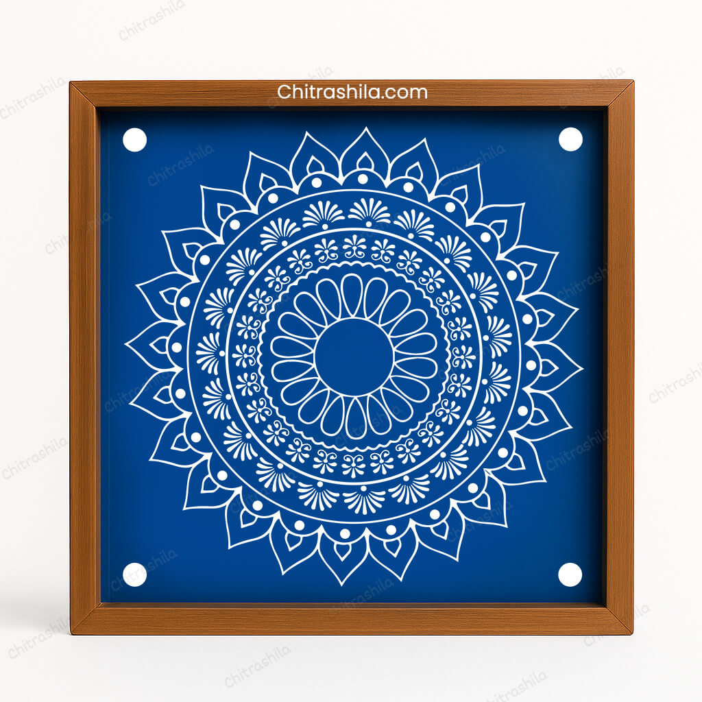 CHITRASHILA® Intricate Mandala Wooden Rangoli Stencil 10X10 Inches (WS-03)