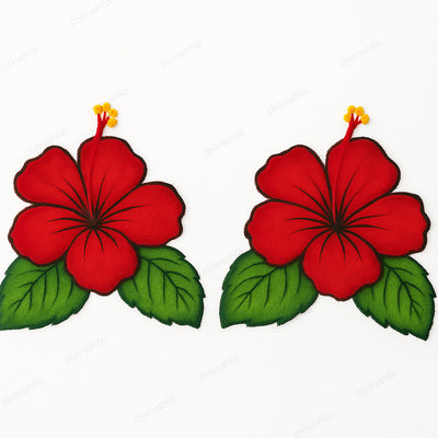 CHITRASHILA® Handmade Artistic Ready-to-Use Rangoli Hibiscus Flower Design Lightweight & Reusable (Pack of 2)
