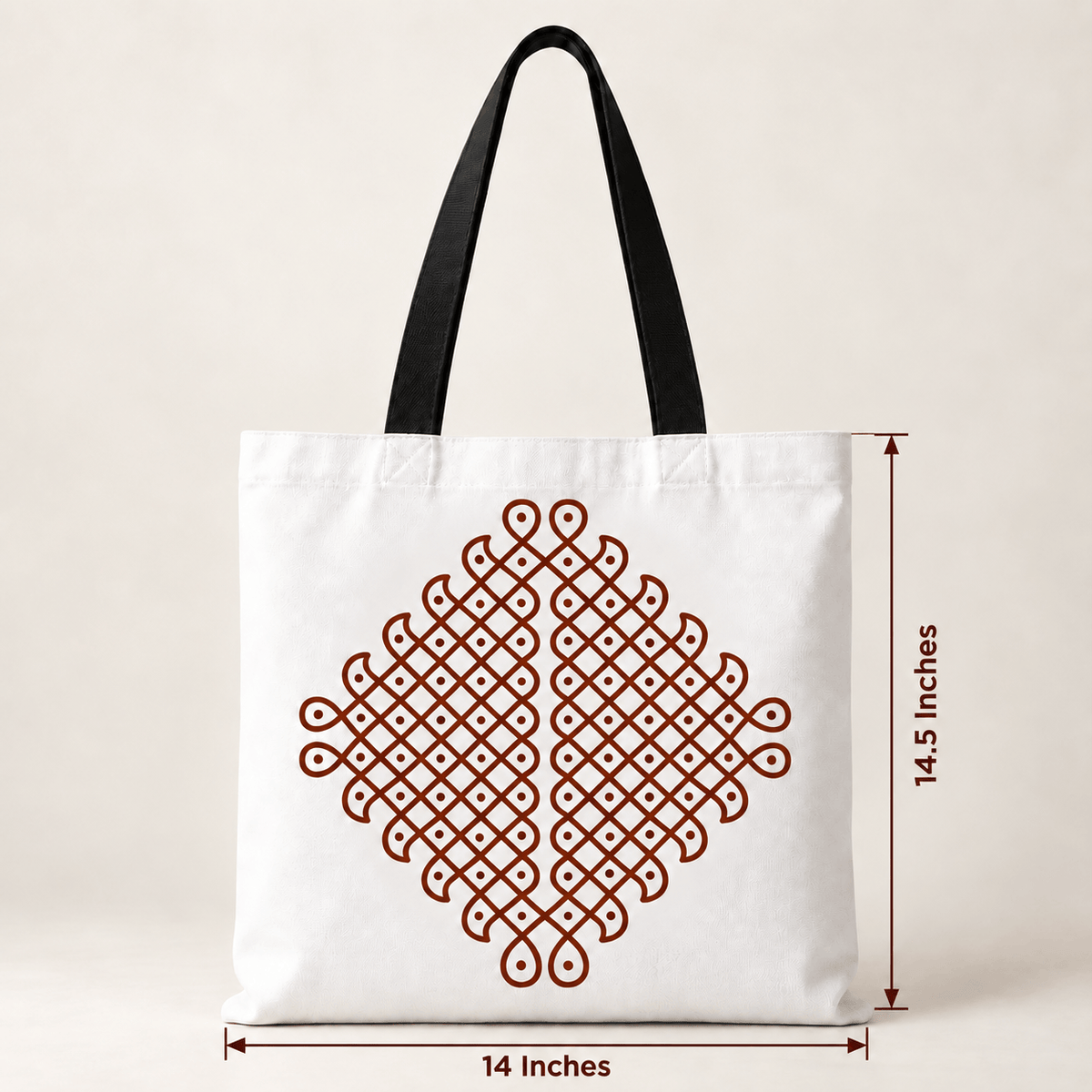 Kolam dots canvas bag — sustainable wedding return gift tote