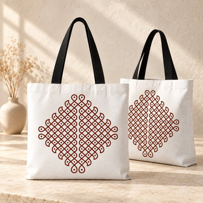 Kolam Dots Diamond Design Print Canvas Bag (BG-07)