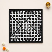 Classic Kolam Rangoli Granite Printed - 12x12 Inch Reusable Design (R-10)