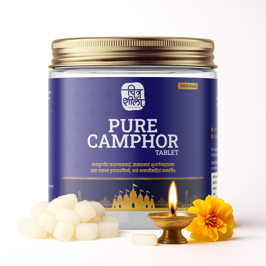 CHITRASHILA® Pure Camphor Tablets - 100% Natural for Daily Pooja & Festival Rituals