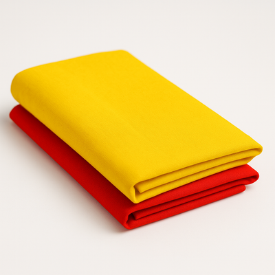 CHITRASHILA® Pure Cotton Pooja Cloth/Vastra Ideal for Mandir Asana, Altar Covering & Pooja Rituals (1m Each) Red & Yellow (Pack of 2)