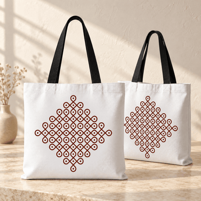 Om Mandala Kolam Design Print Canvas Bag (BG-06)