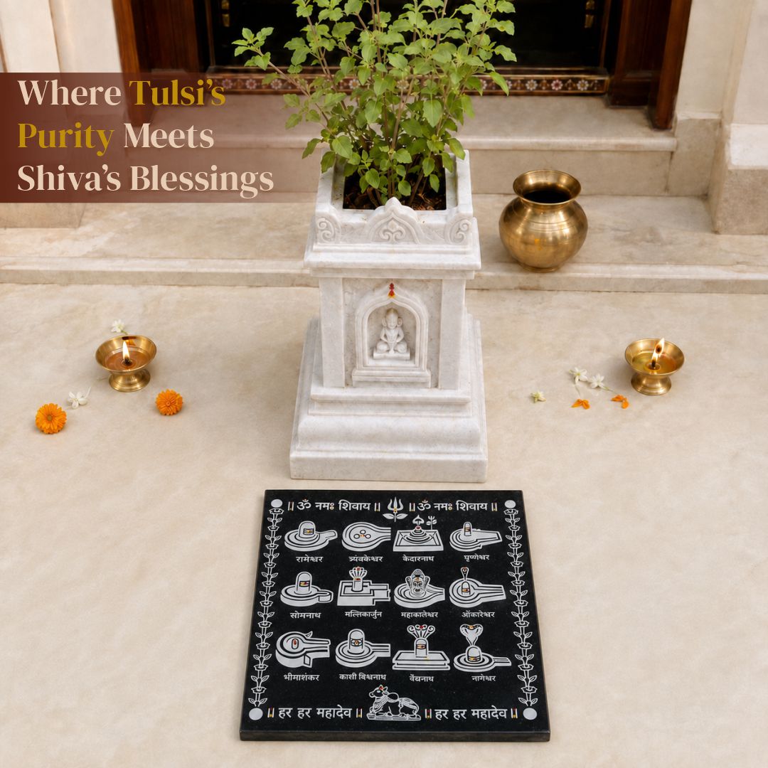 12 Jyotirlinga Rangoli Granite Printed - 12x12 Inch Sacred Design (R-12)