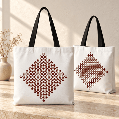 Kambi Kolam Diamond Design Print Canvas Bag (BG-04)