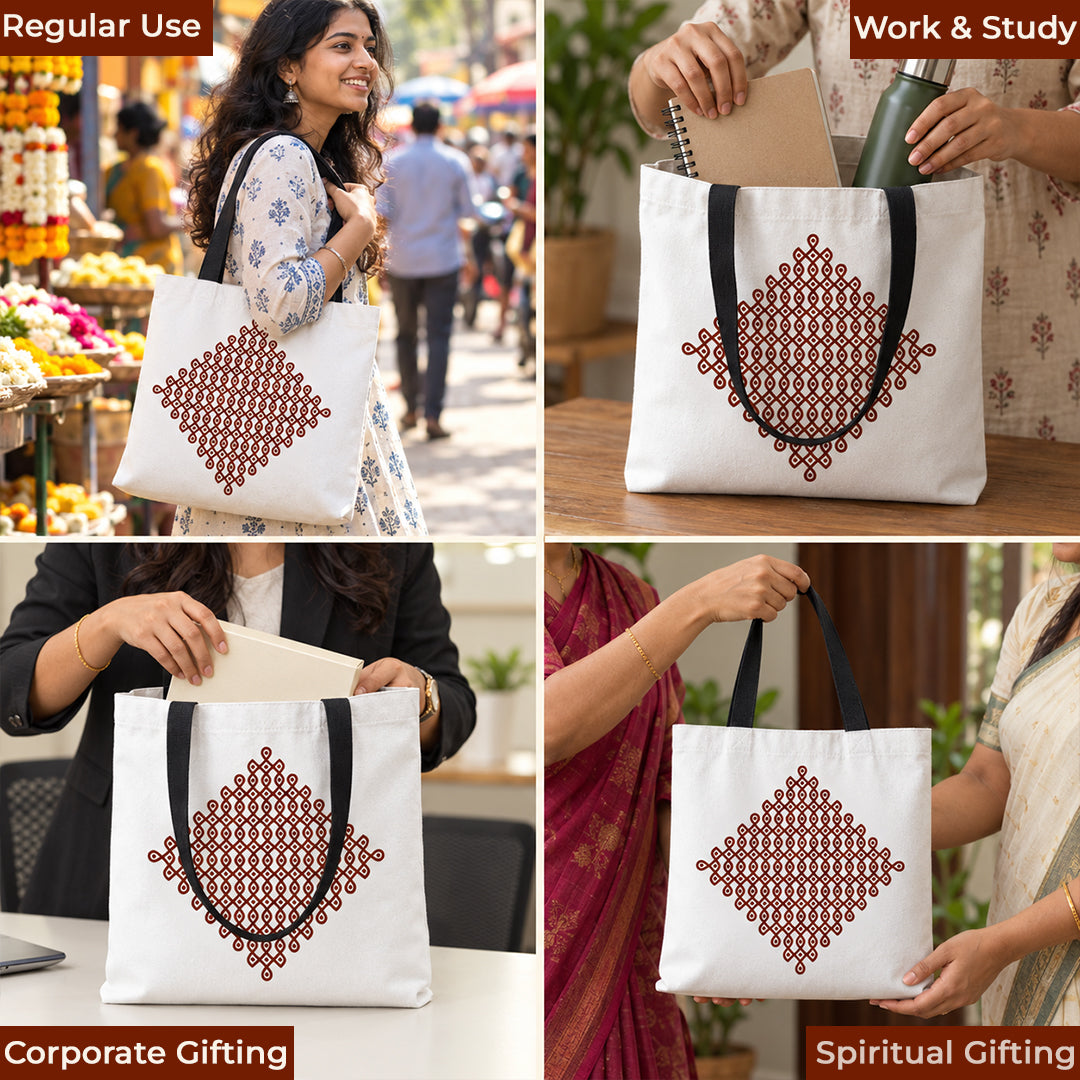 Kambi Kolam printed canvas bag for wedding return gifts