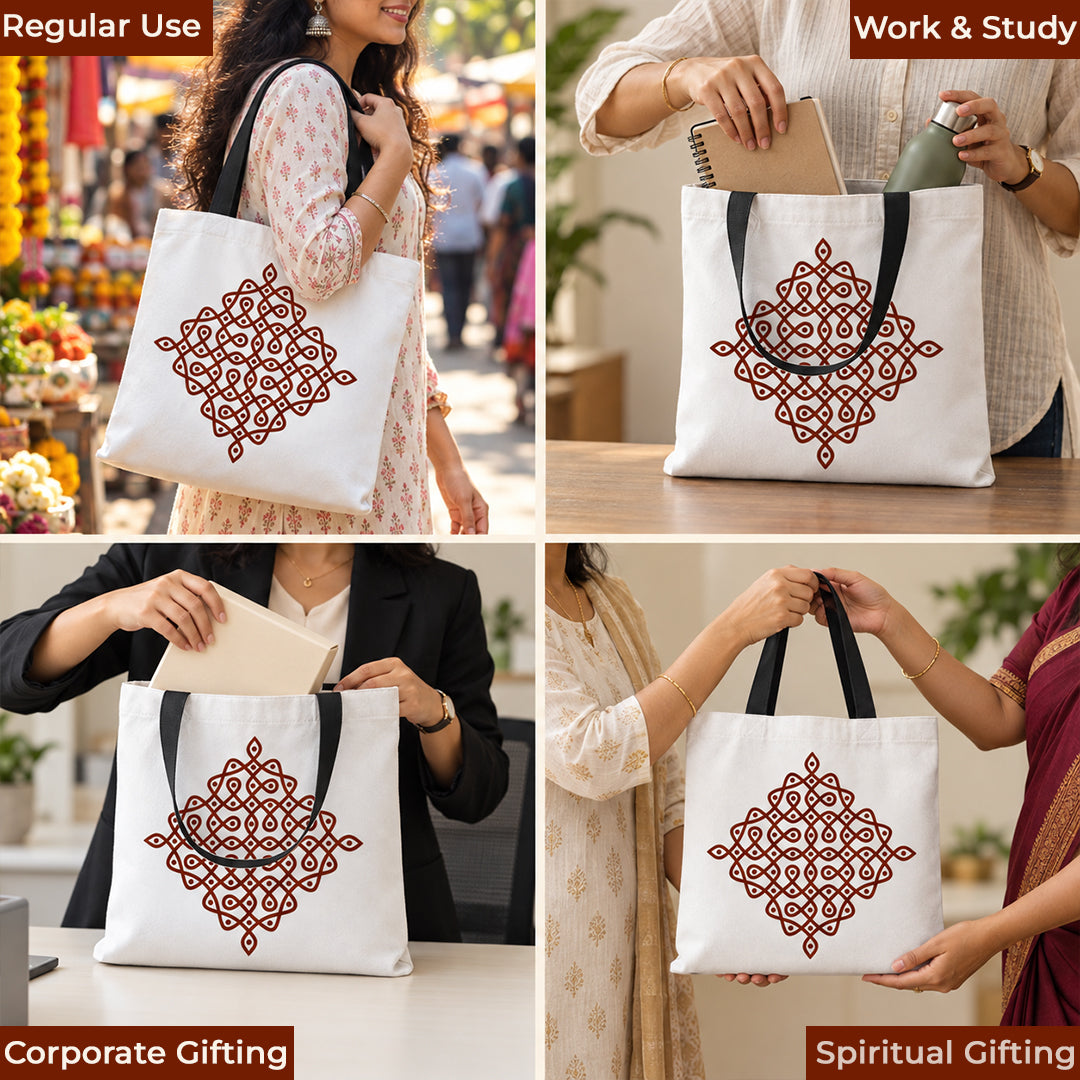 Neli Cross Kolam printed canvas bag for return gifts & daily use