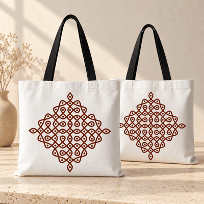 Neli Cross Kolam Design Print Canvas Bag (BG-03)