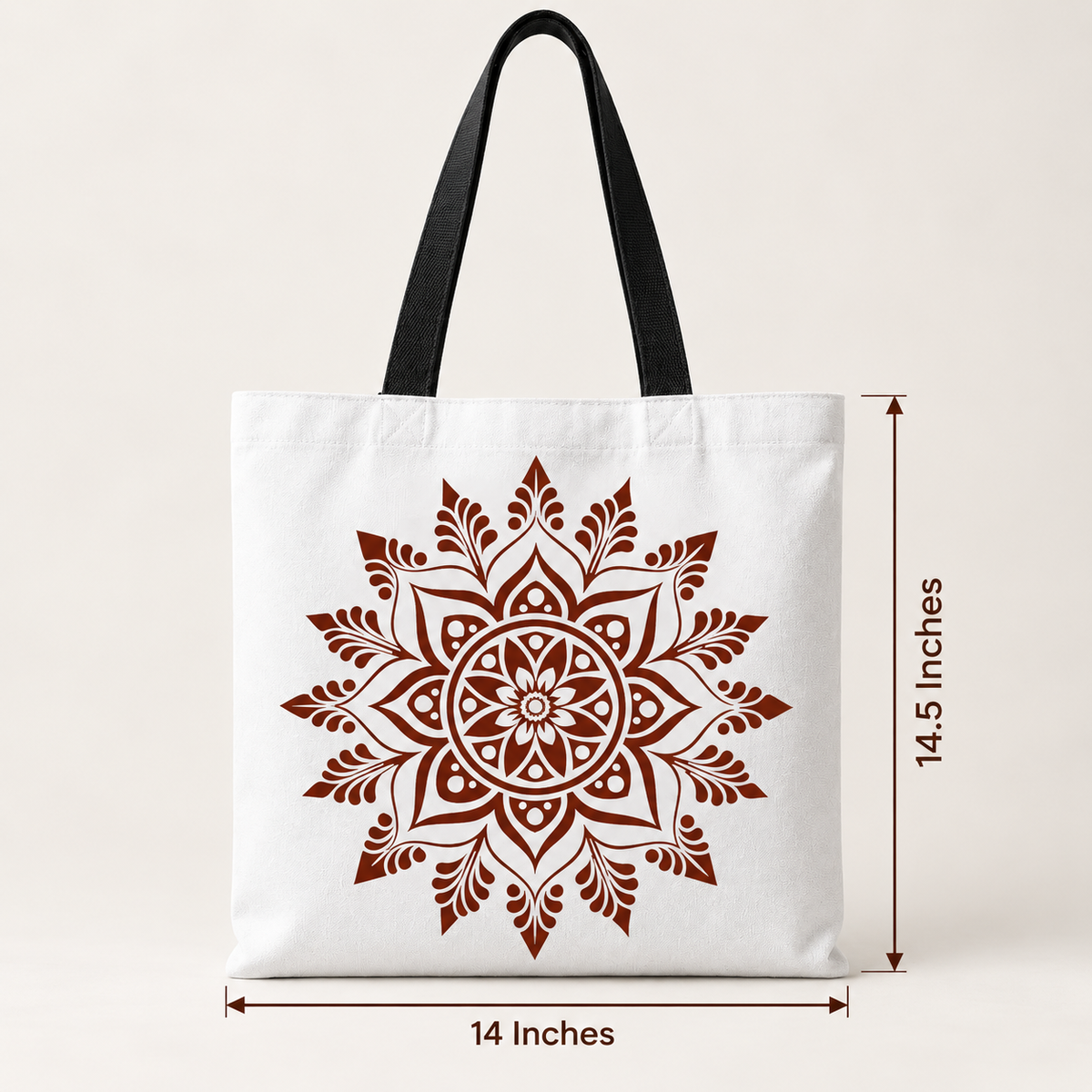 Traditional kolam printed canvas tote — premium quality