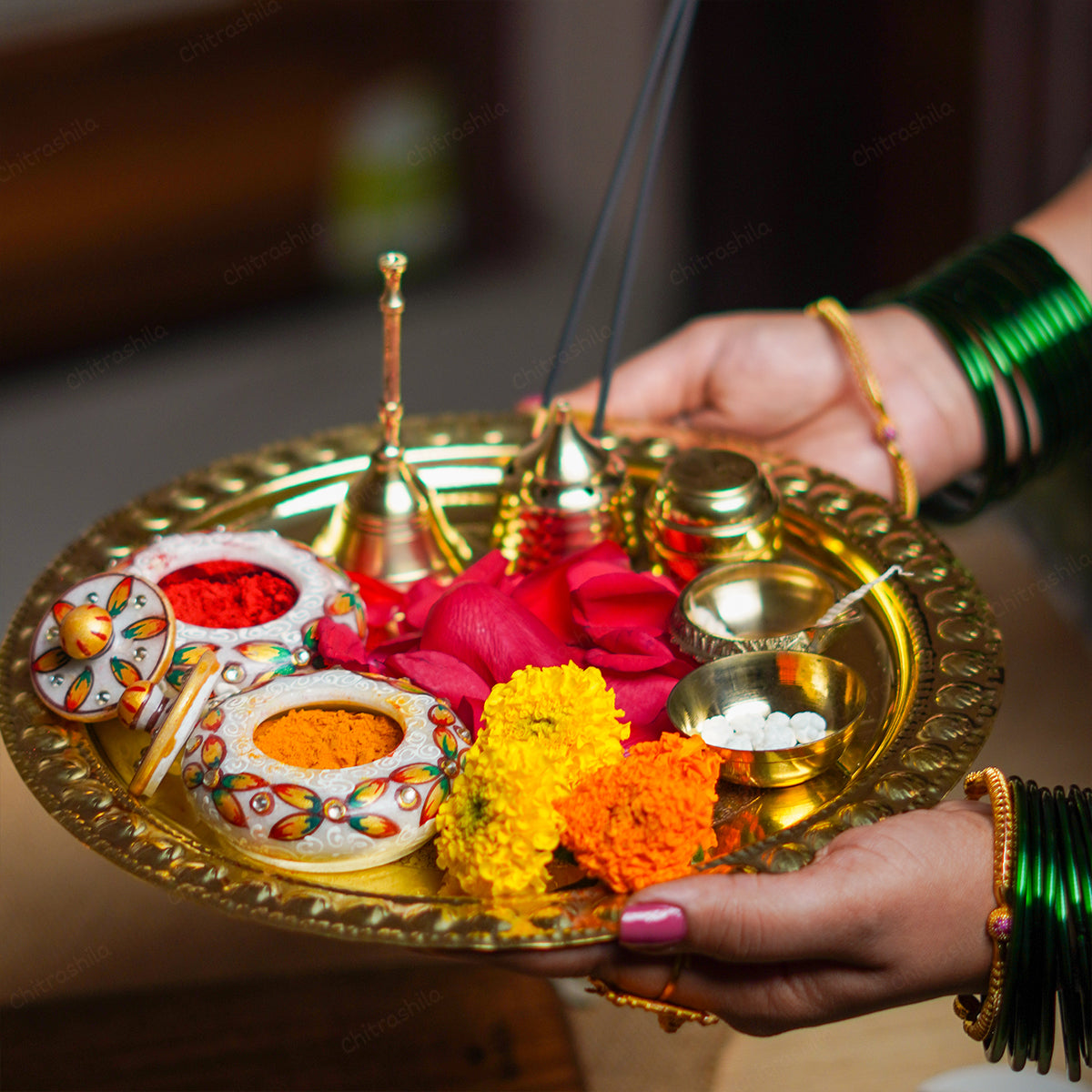 brass pooja thali 