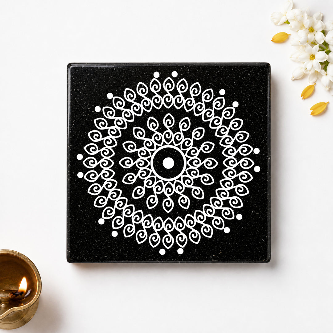 Ananda Chakra Granite Printed Rangoli | Permanent Rangoli Tile 6×6 Inch