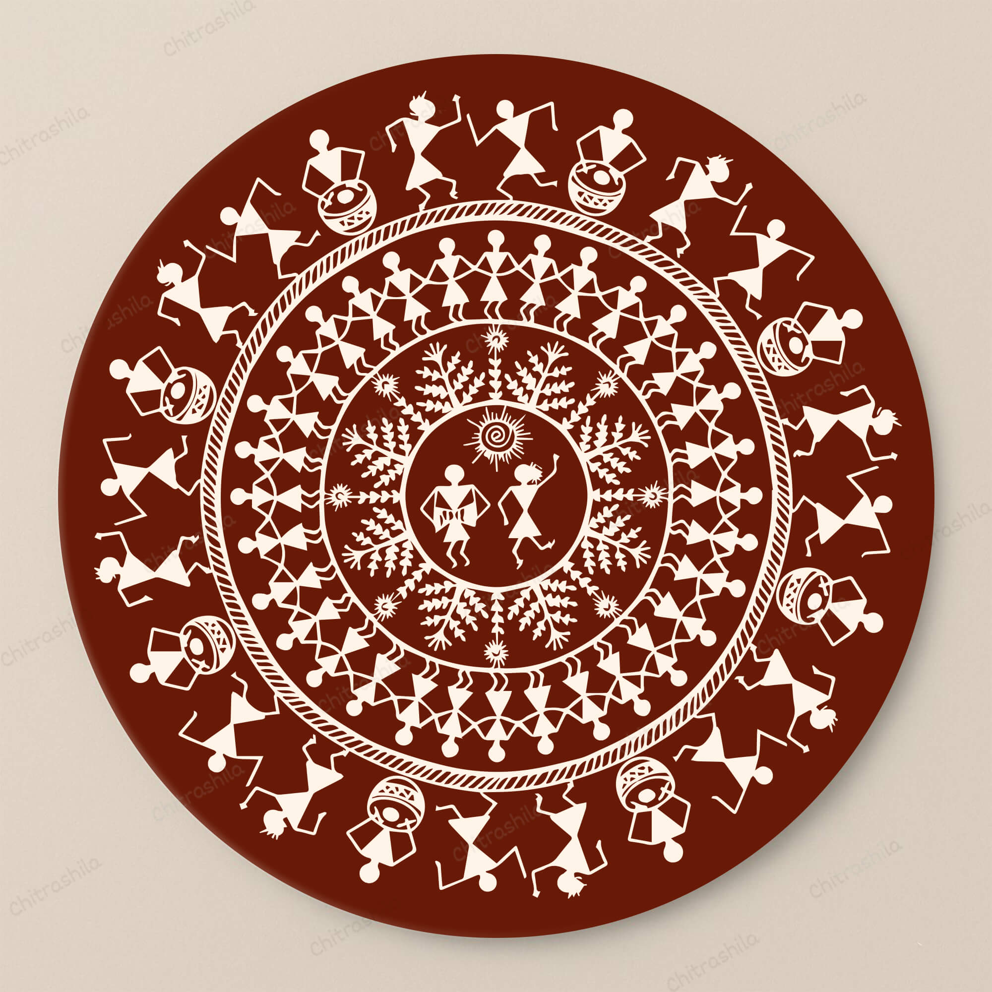 Chitrashila® Lotus Bloom Pichwai Inspired Decor Art Board (11-Inch, Terracotta) (MA-04-T)
