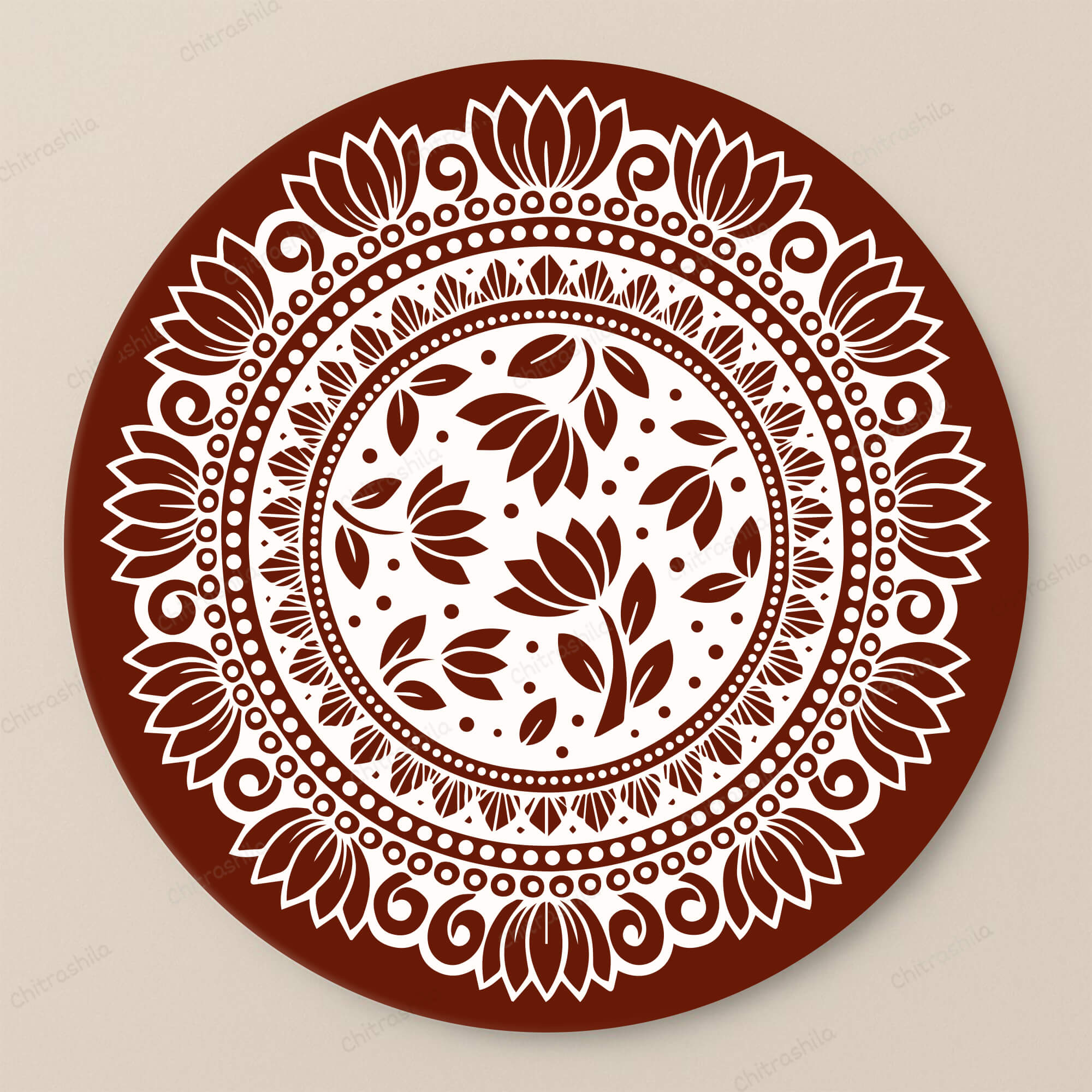 Chitrashila® Lotus Bloom Pichwai Inspired Decor Art Board (11-Inch,Terracotta) (MA-06-T)