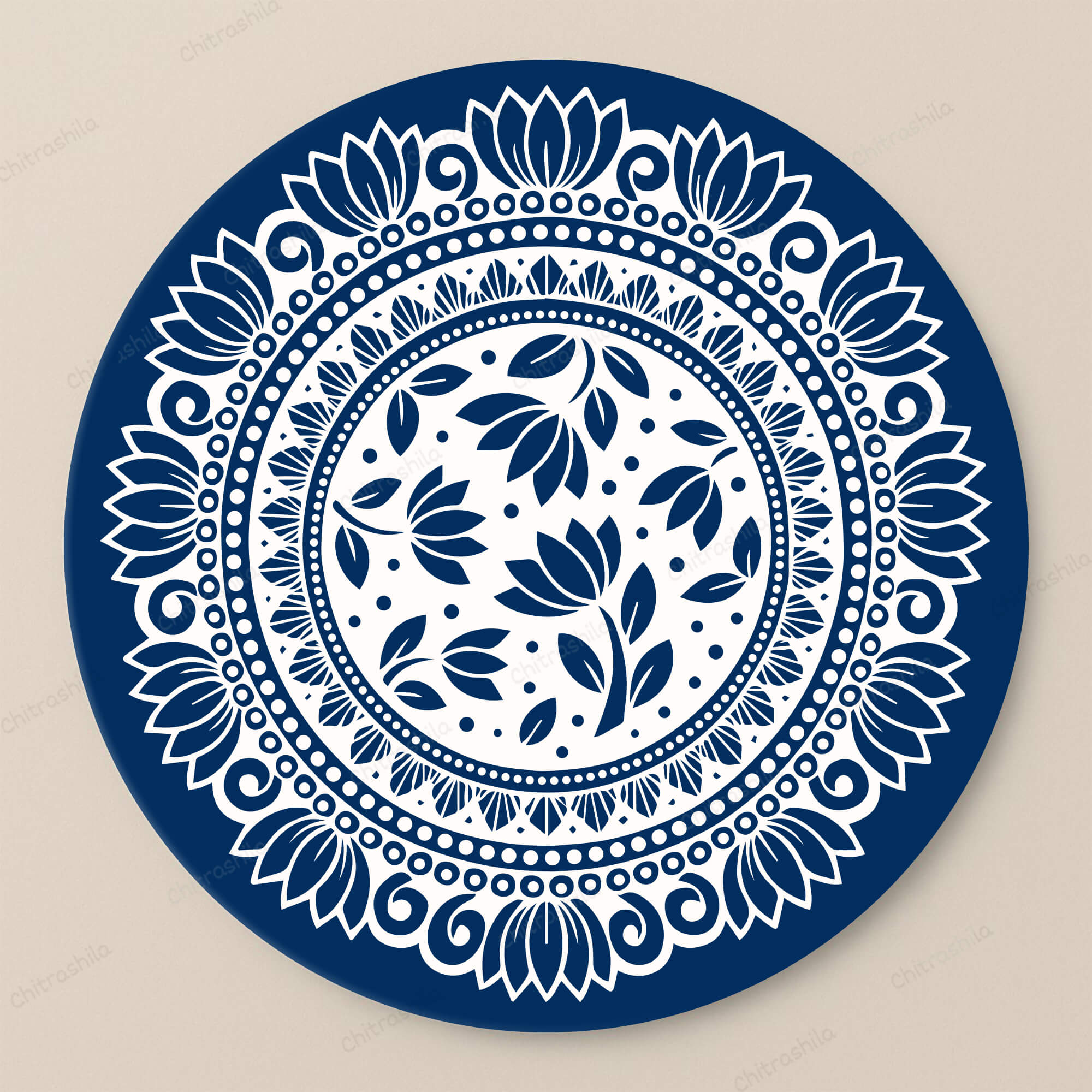 Chitrashila® Lotus Bloom Pichwai Inspired Decor Art Board (11-Inch, Electric Blue) (MA-06-B)
