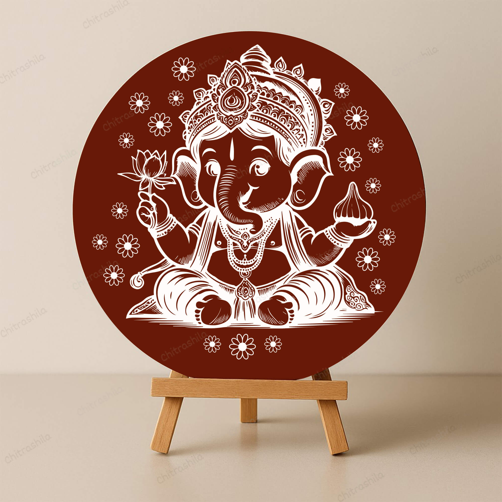 Chitrashila® Divine Echoes Bal Ganesh Art Board (11-Inch, Terracotta)-(MA-03-T)