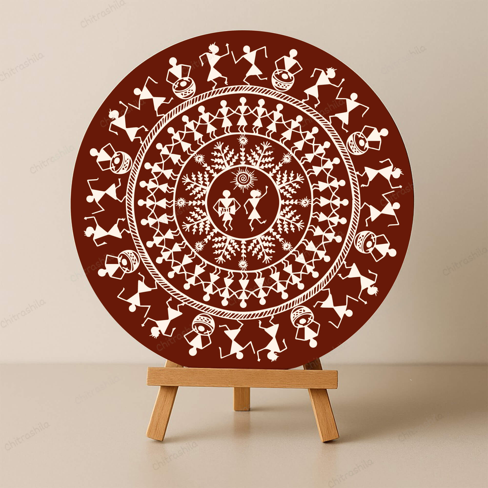 Chitrashila® Lotus Bloom Pichwai Inspired Decor Art Board (11-Inch, Terracotta) (MA-04-T)