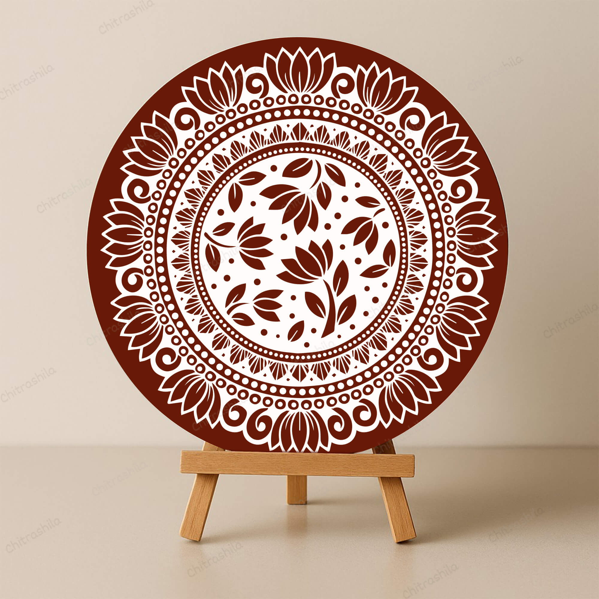 Chitrashila® Lotus Bloom Pichwai Inspired Decor Art Board (11-Inch,Terracotta) (MA-06-T)