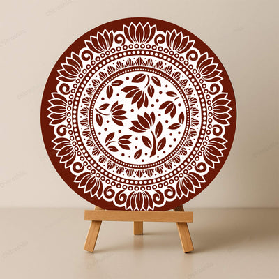 Chitrashila® Lotus Bloom Pichwai Inspired Decor Art Board (11-Inch,Terracotta) (MA-06-T)