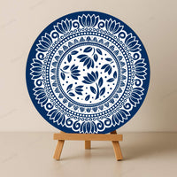 Lotus Bloom Pichwai Inspired Decor Art Board (11-Inch, Electric Blue) (MA-06-B)